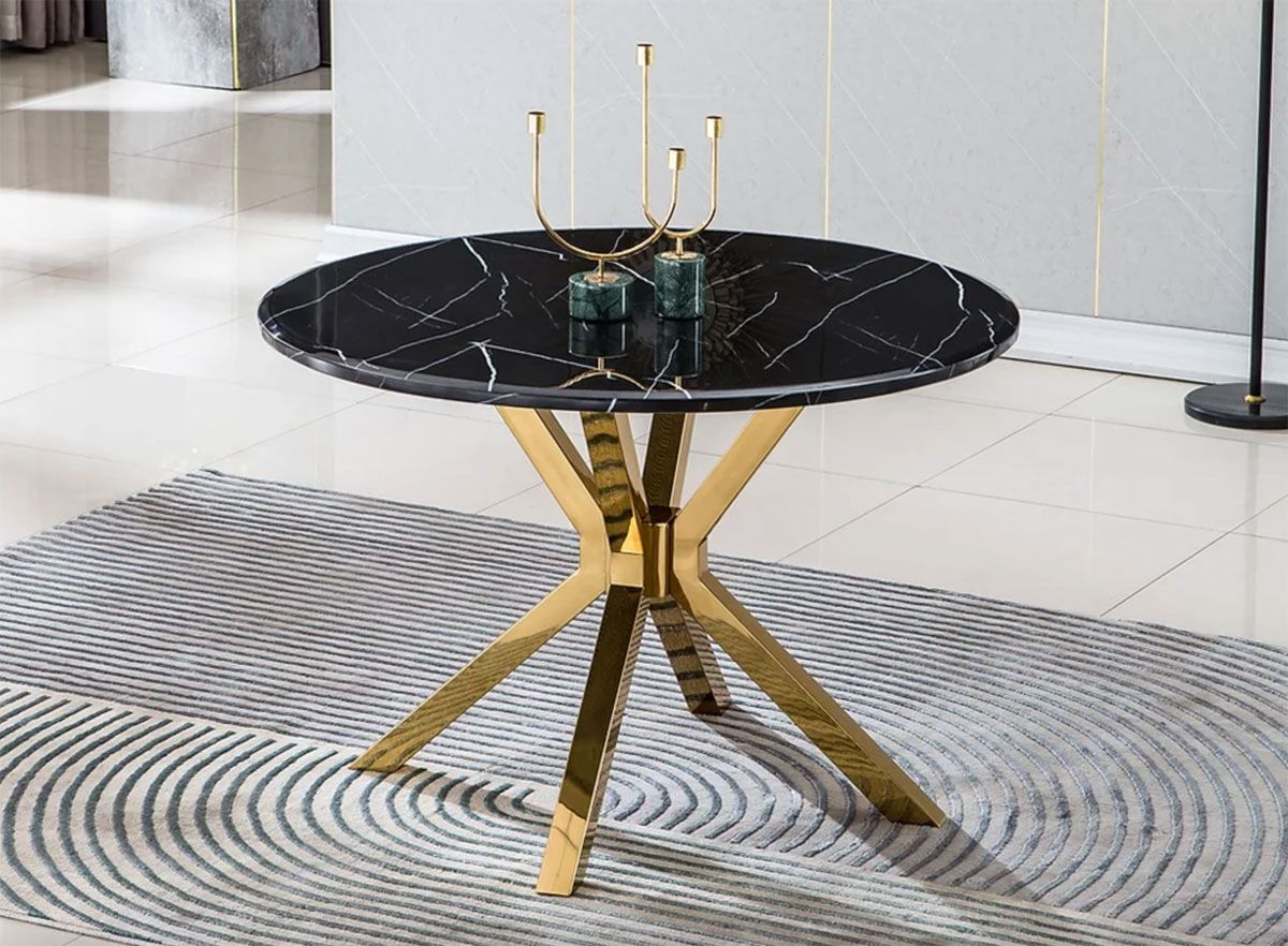 Jenny Round Marble Top Table Gold Base