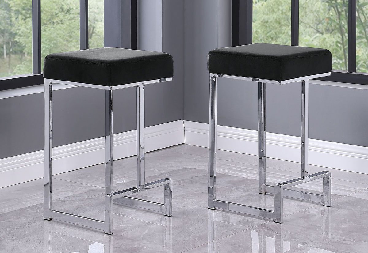 Jeny Black Bar Stool With Chrome Frame