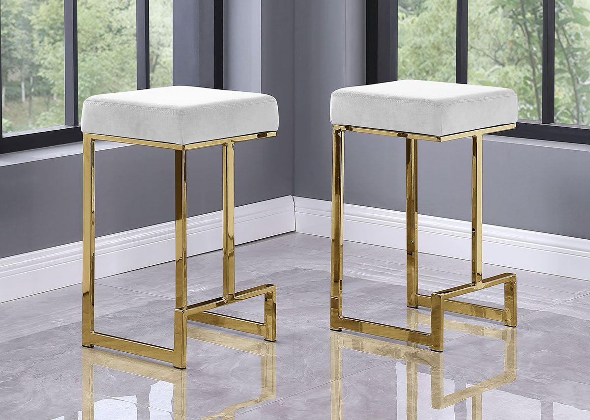 Jeny White Barstool Gold Frame