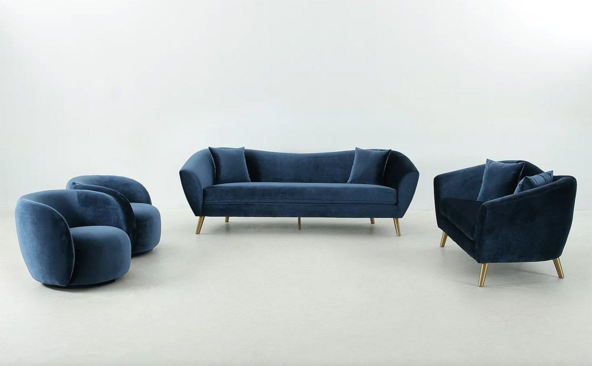 Jerico Navy Modern Sofa Set