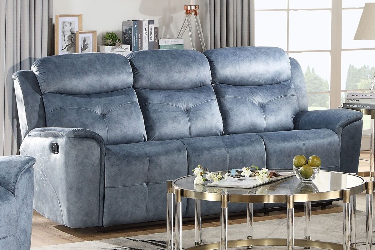Jimenes Silver Blue Reclining Sofa