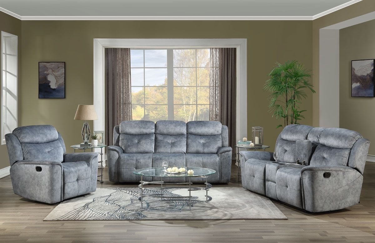 Jimenes Grey Fabric Reclining Sofa