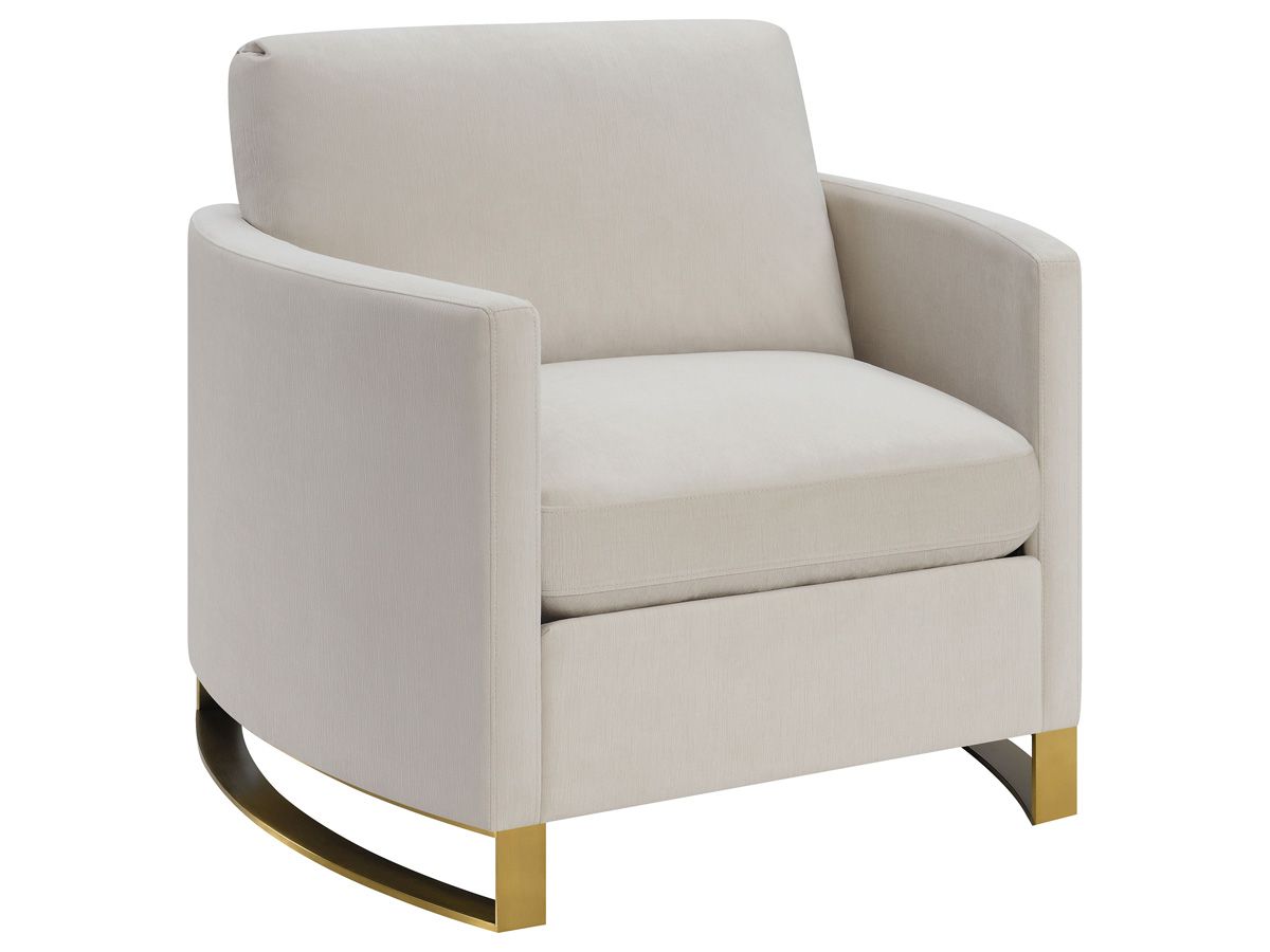Jody Beige Textures Velvet Chair With Gold Legs