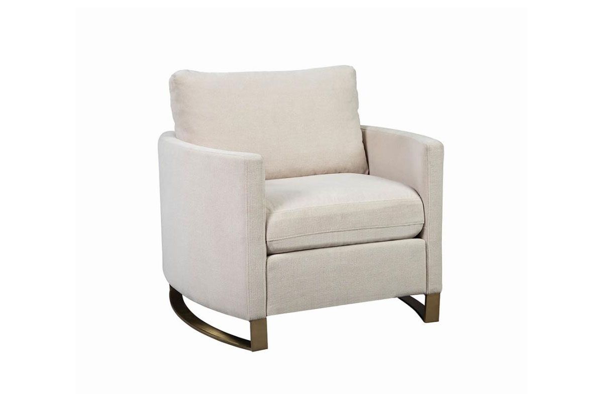Jody Beige Chenille Chair With Gold Legs