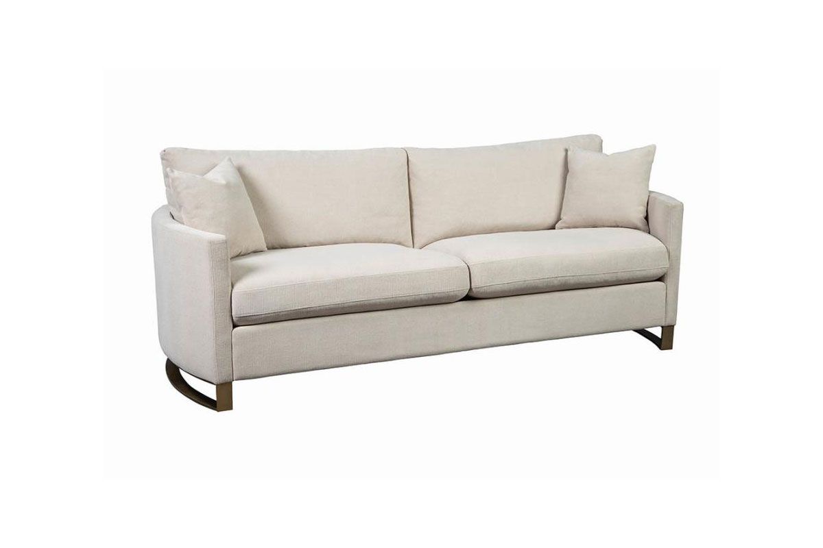 Jody Beige Chenille Sofa With Gold Legs