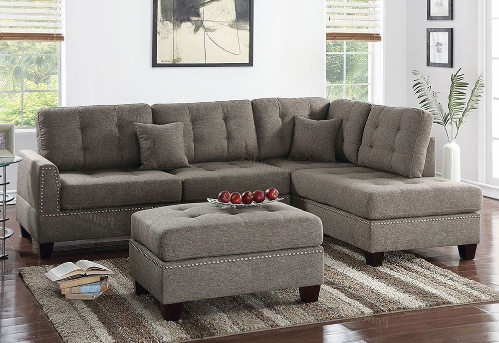 Joela Coffee Linen Sectional Set