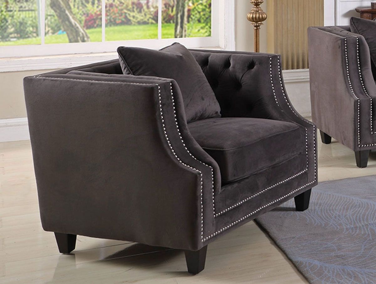 Jonas Grey Velvet Chair