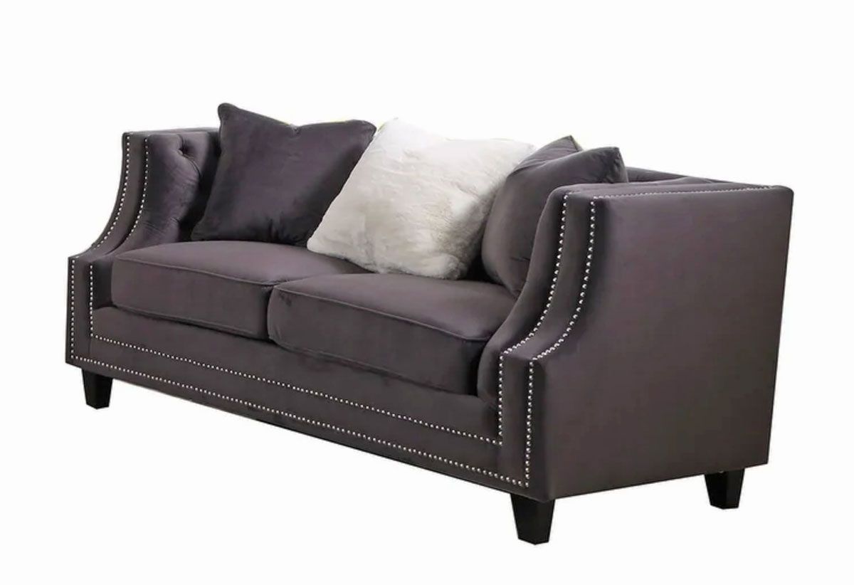 Jonas Grey Velvet Contemporary Sofa,Jonas Grey Velvet Chair,Jonas Grey Velvet Sofa
