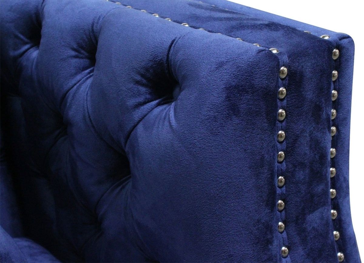 Jonas Navy Blue Velvet Sofa Trim