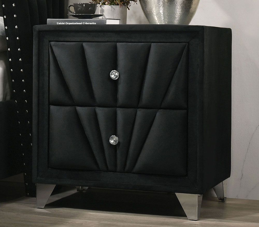 Josie Black Velvet Night Stand