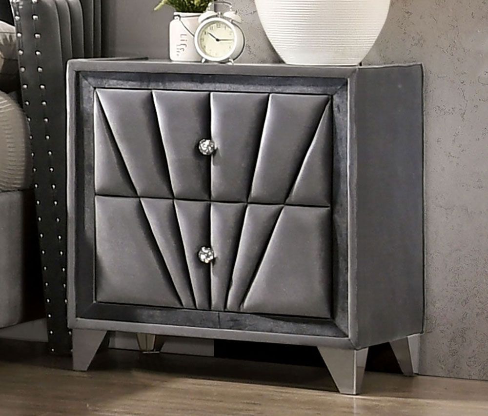 Josie Grey Velvet Night Stand