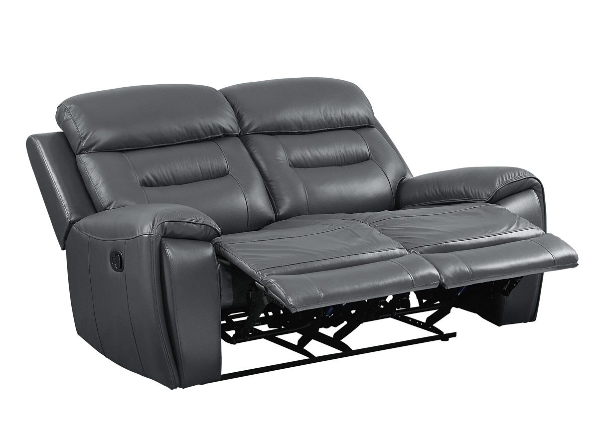 Joyce Grey Leather Recliner Loveseat