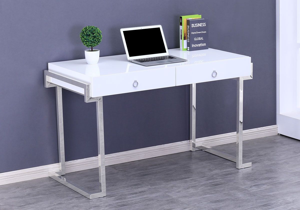Julia Glossy White Home Office Desk
