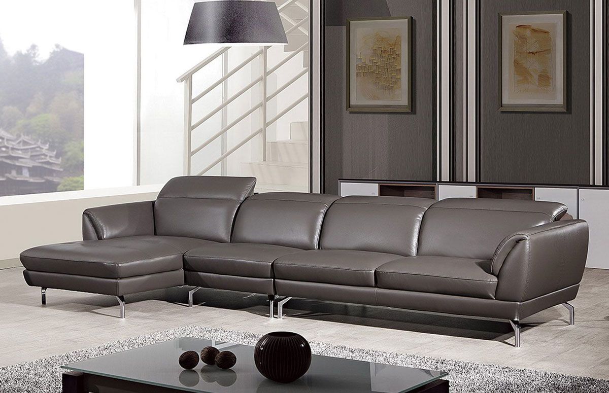 Justian Taupe Leather Modern Sectional