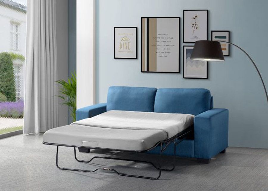 Kai Blue Sofa With Foam Queen Sleeper