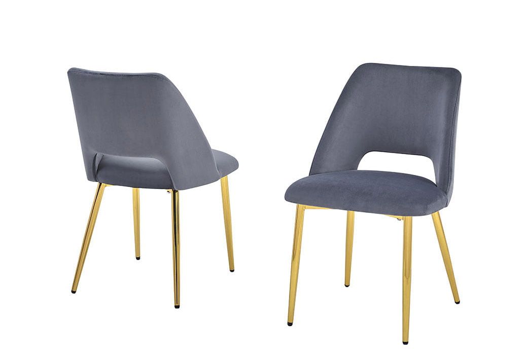 Kaiser Grey Velvet Dining Chairs Gold