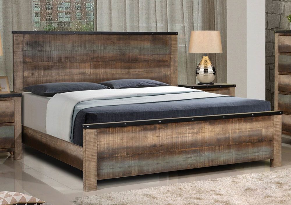 Kalen Rustic Wood Bed