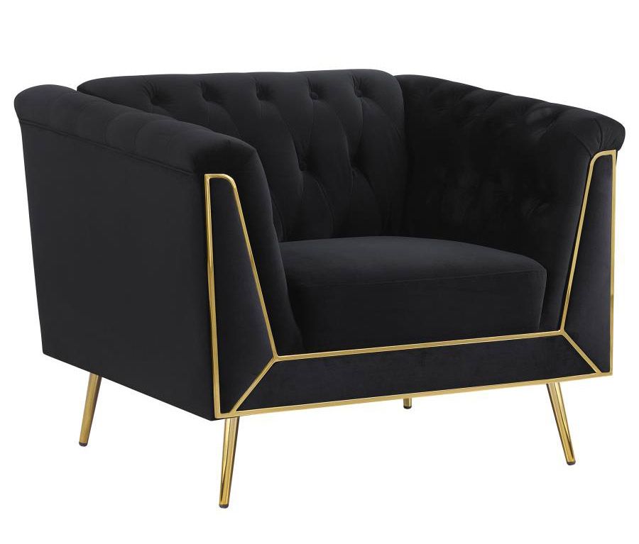 Kander Black Chair With Gold Accents