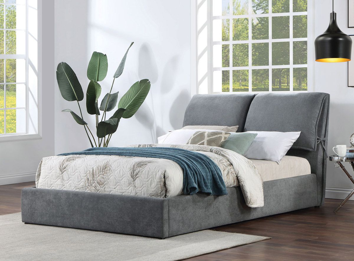 Kansas Platform Bed Grey Fabric