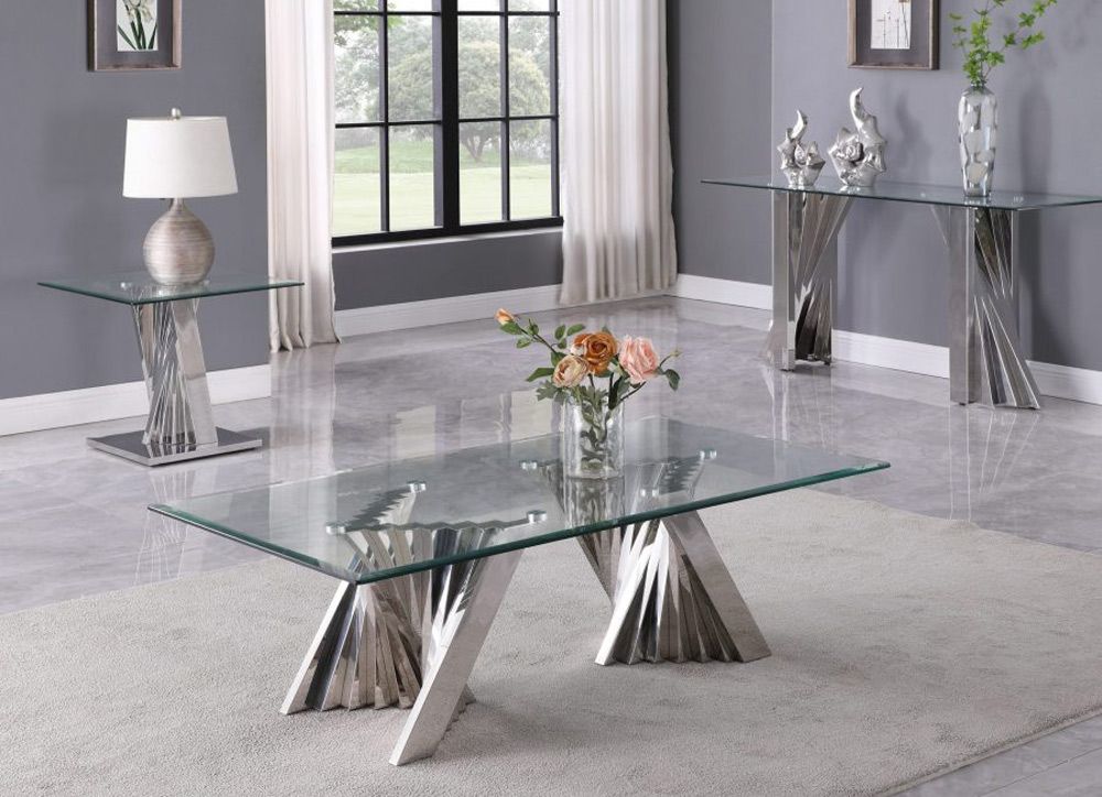 Kappa Chrome Finish Coffee Table Set