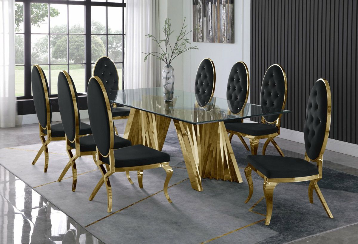 Kappa Large Glass Top Dining Table Set