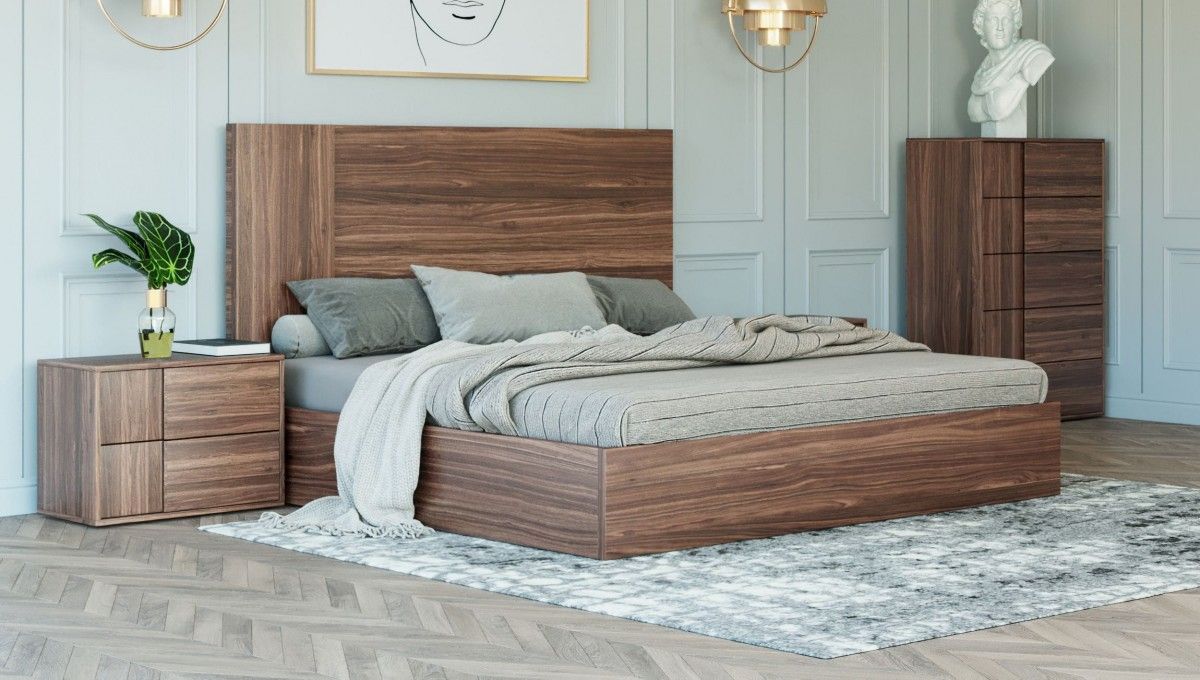 Karen Rustic Walnut Platform Bed