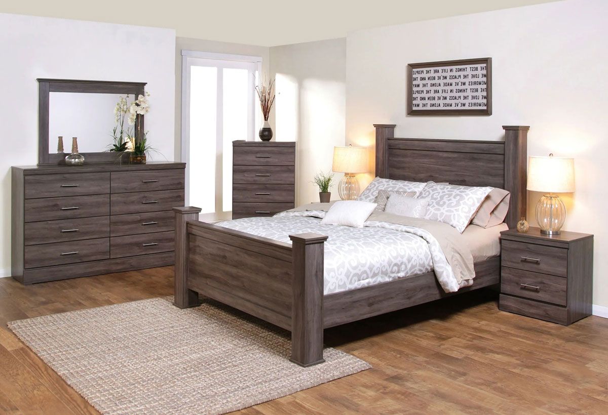 Karol Rustic Grey Poster Bedroom Set