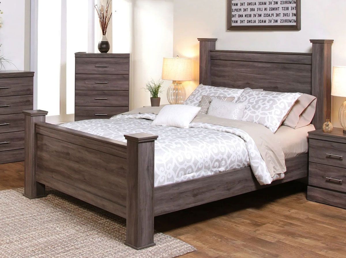 Karol Rustic Grey Poster Bed