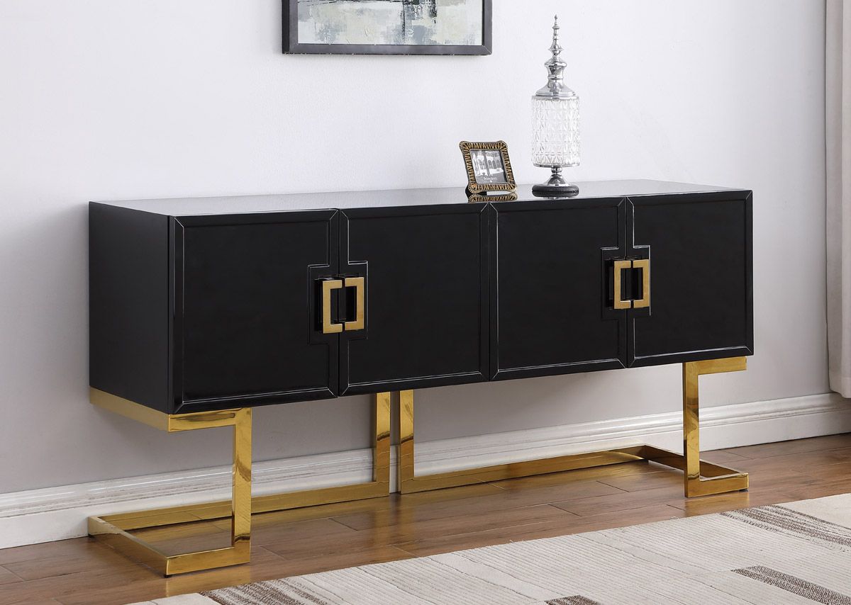 Katzu Black Lacquer Modern Sideboard