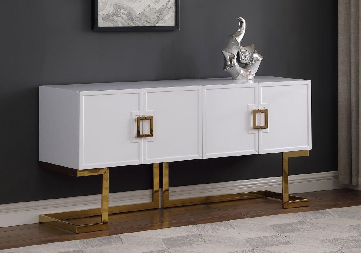 Katzu White Lacquer Modern Sideboard