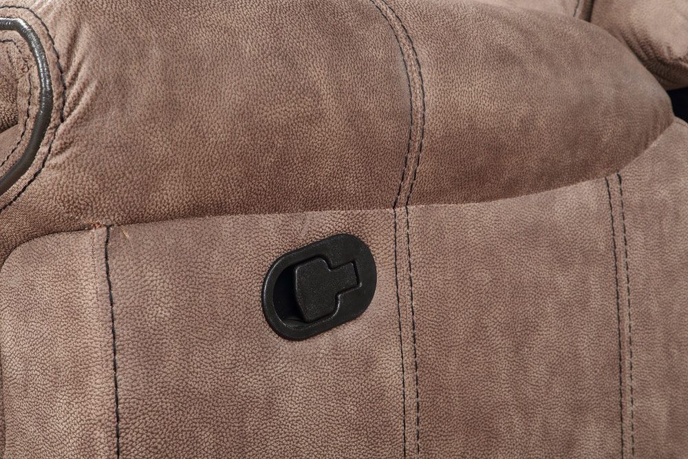 Keamey Brown Fabric Recliner Sectional Manual Button
