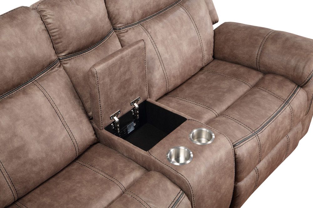 Keamey Brown Recliner Sectional Storage Console