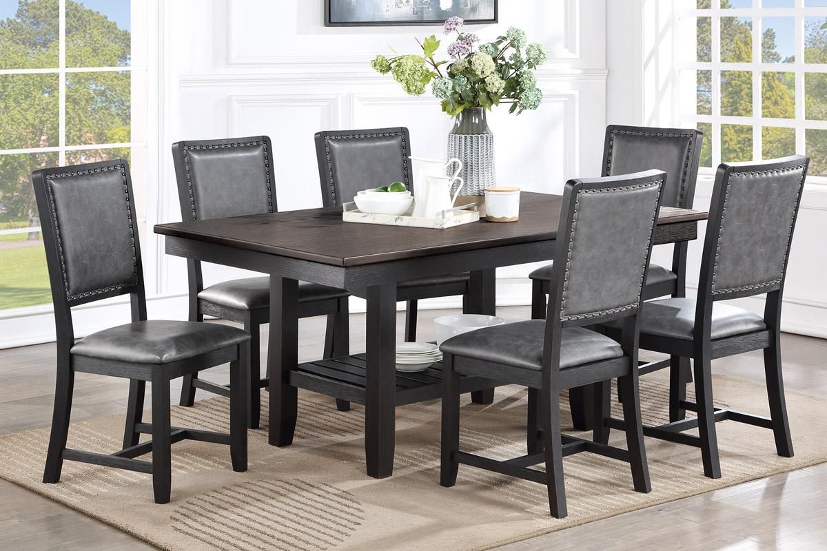 Keely Rustic Black Dining Table Set