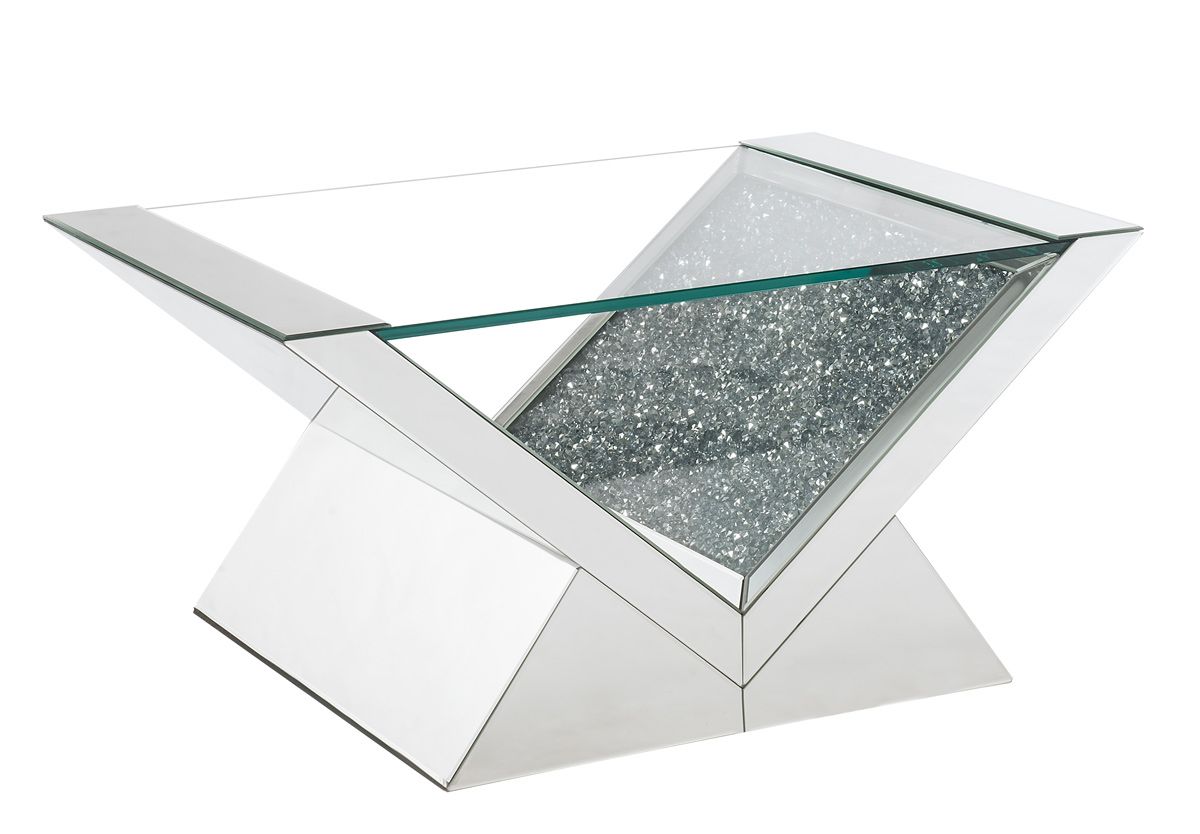 Kela Mirrored Coffee Table With Crystal Accents