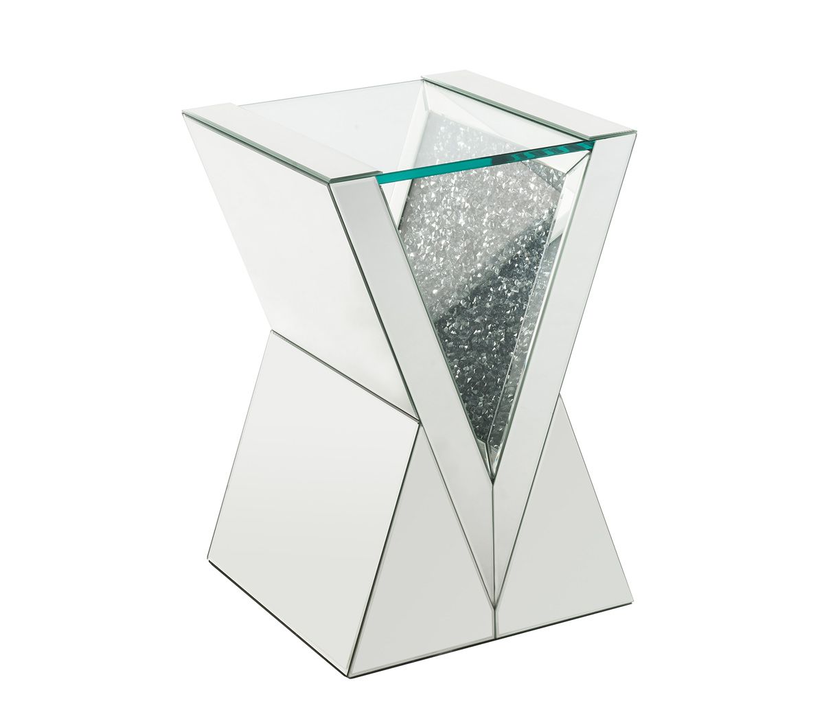Kela Mirrored End Table With Crystal Accents