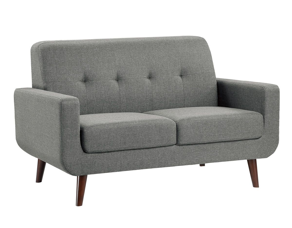 Kelvin Grey Linen Mid Century Modern Loveseat