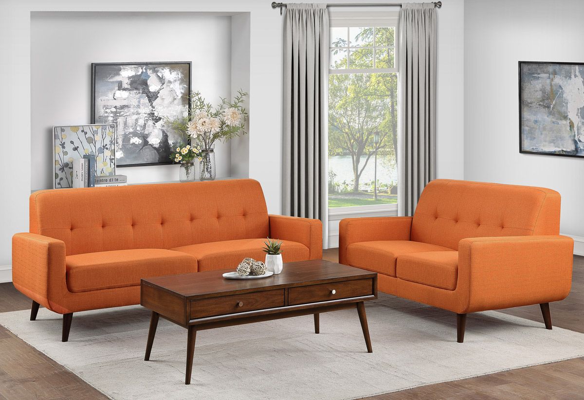 Kelvin Orange Linen Living Room Sofa