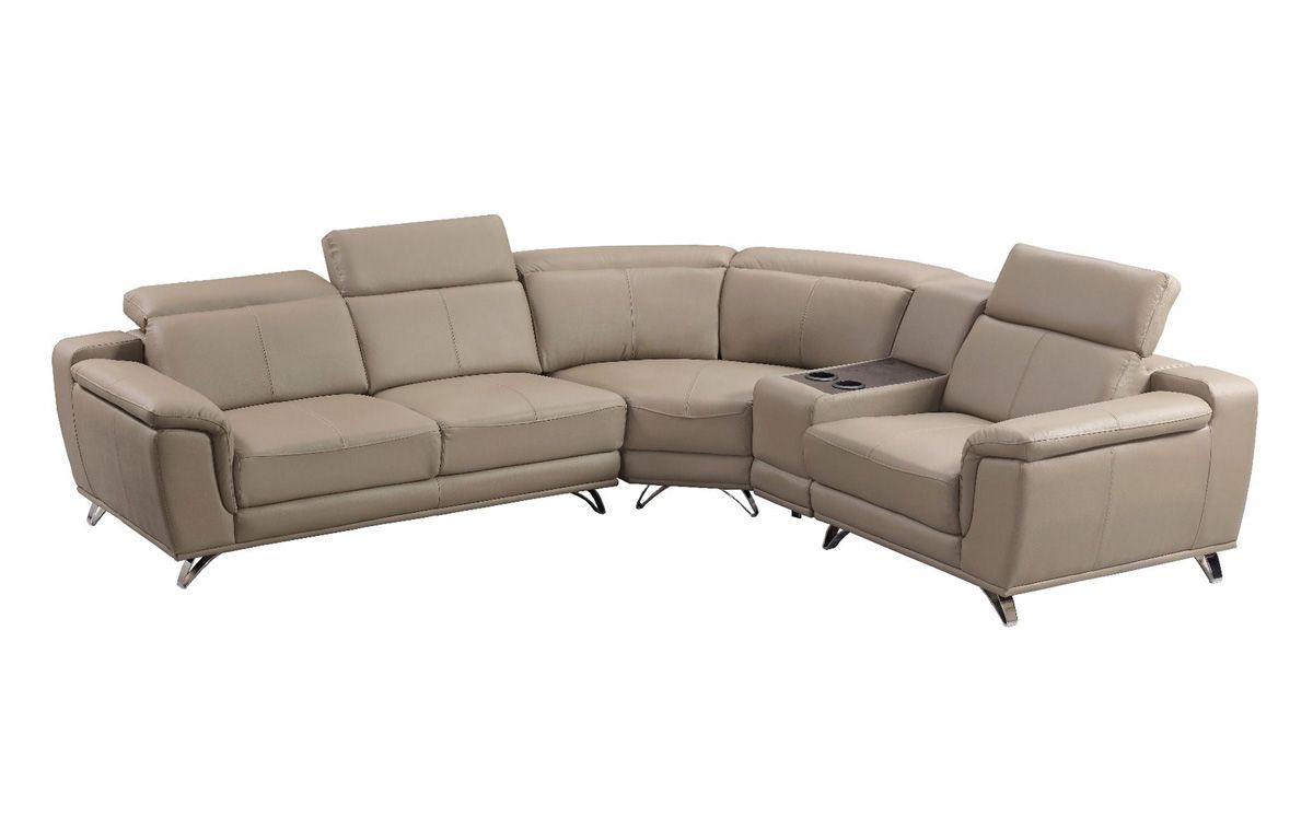 Kemy Dark Tan Leather Sectional Facing Right Side