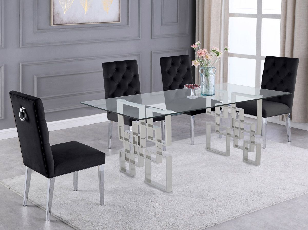 Kenza Modern Dining Table With Black Chairs