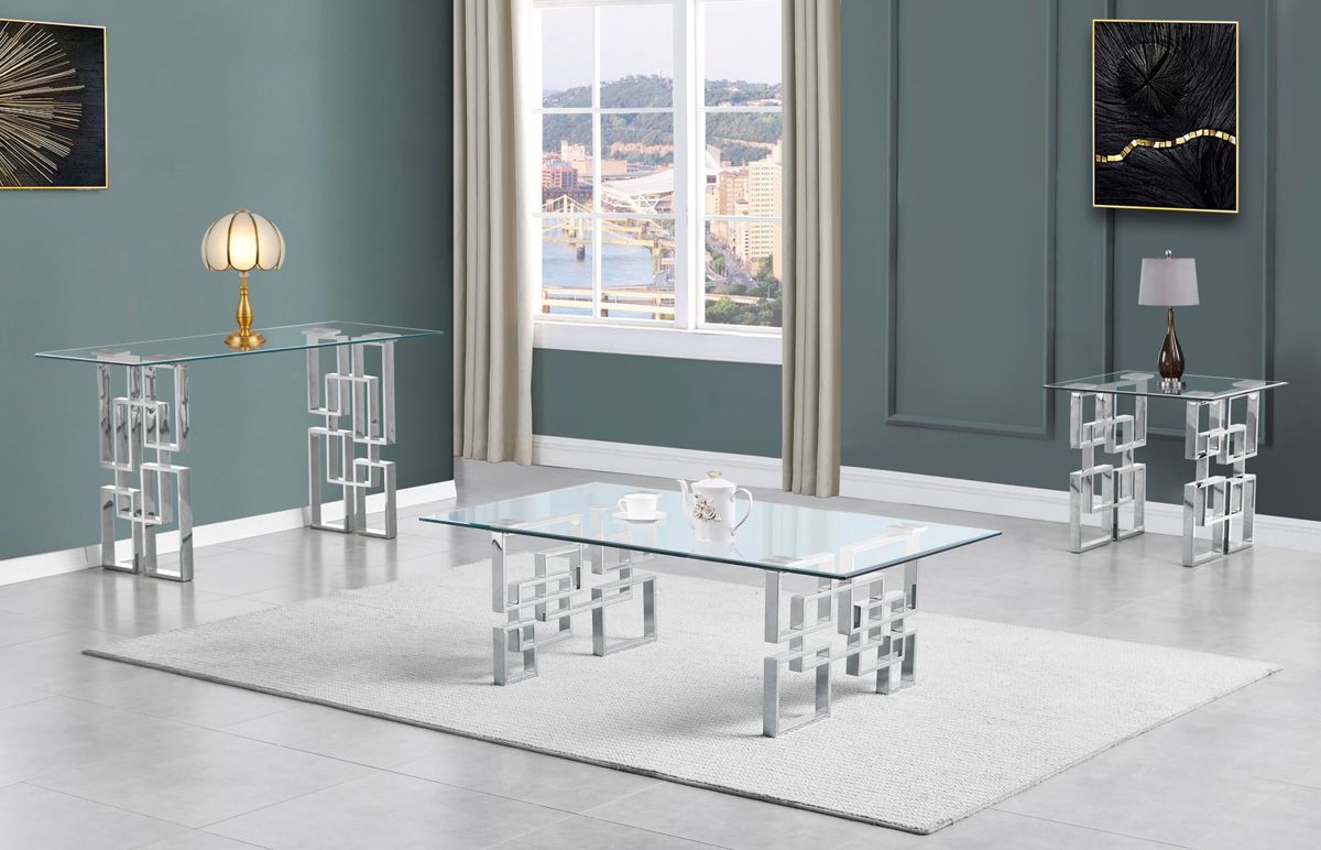 Kenza Glass Top Coffee Table Set