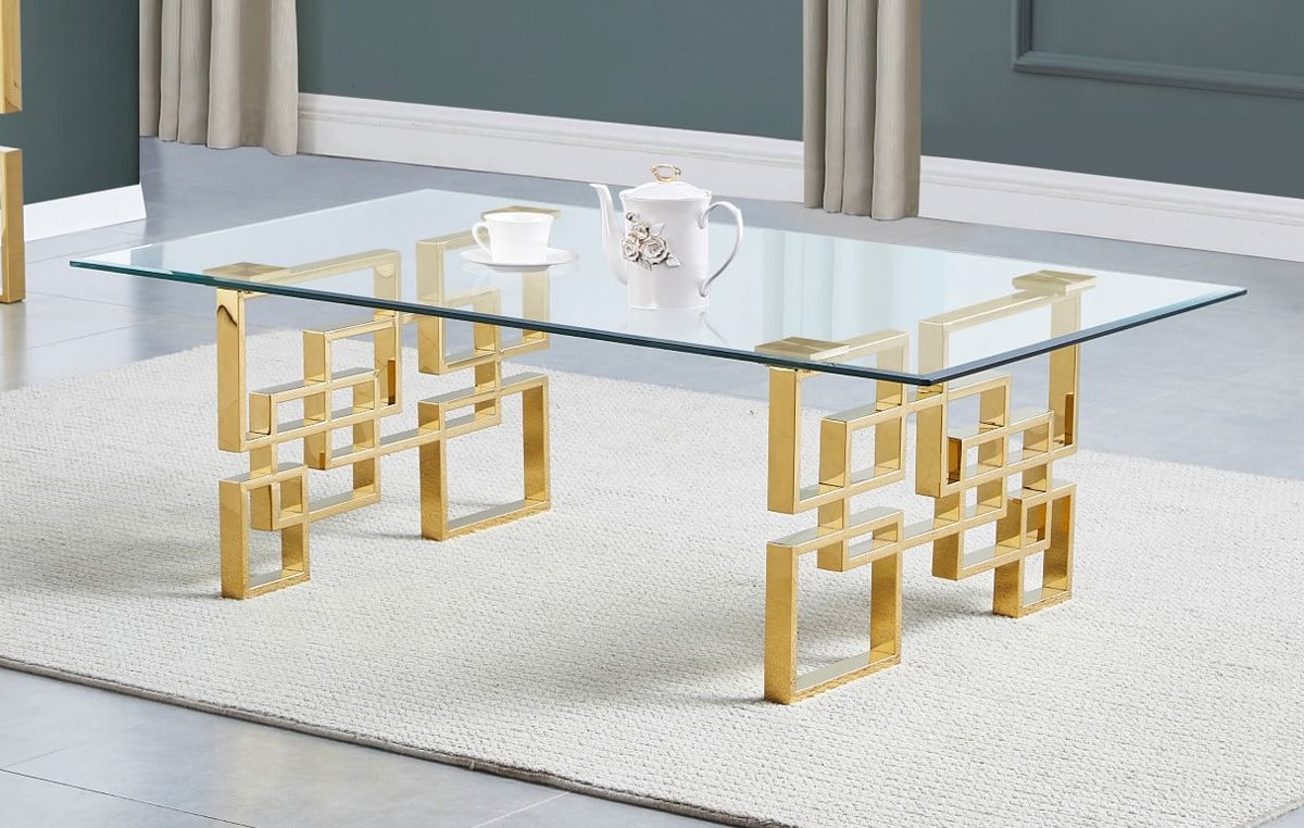 Kenza Gold Finish Modern Coffee Table