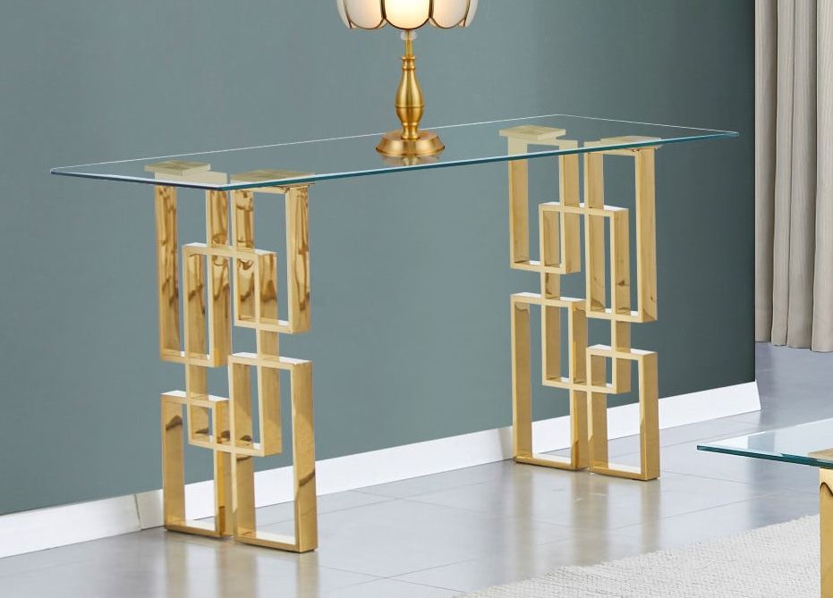 Kenza Gold Finish Modern Sofa Table