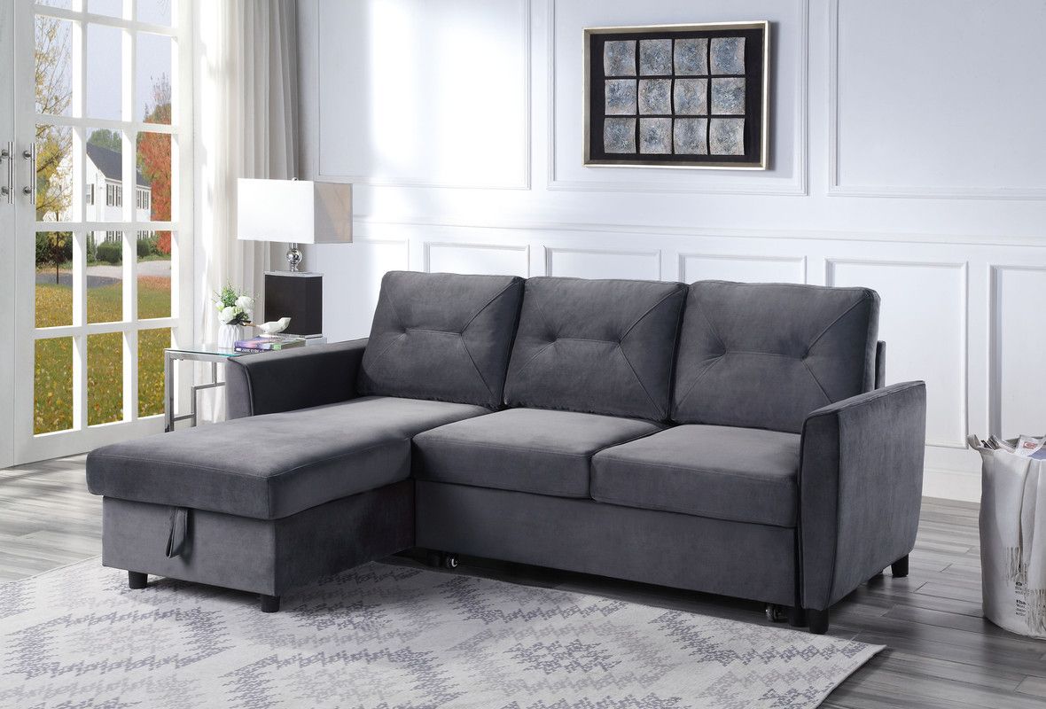 Kenzi Grey Velvet Sectional Sleeper