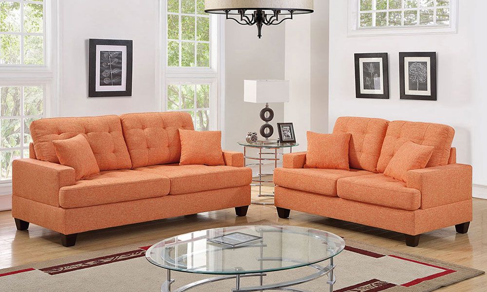 Gevaar Oude man Vernietigen Kesson Orange Fabric 2-Piece Sofa Set