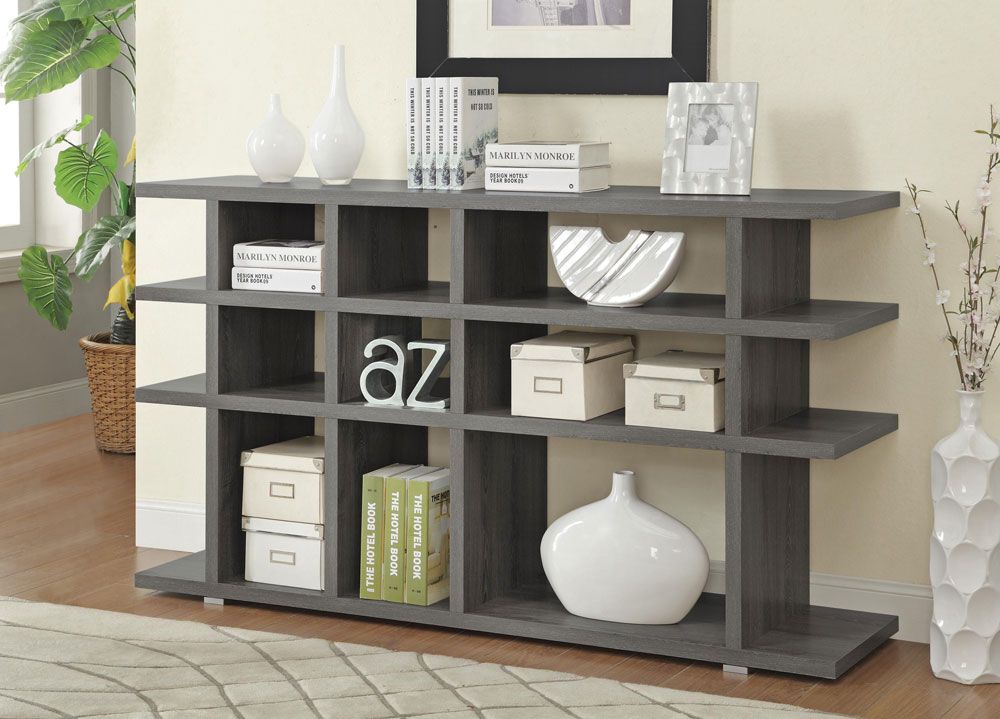 Jelissa Weathered Grey Open Bookcase