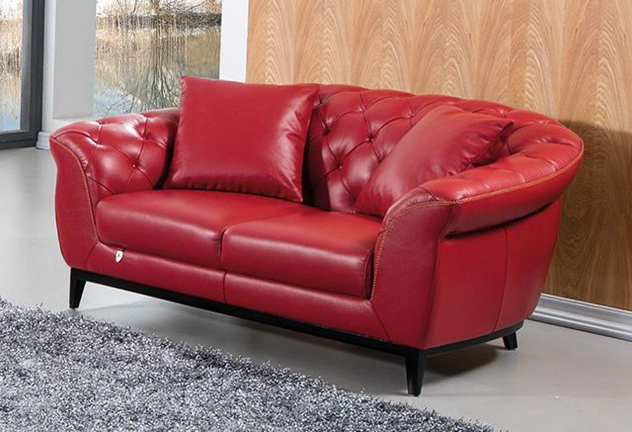 Kira Italian Red Leather Love Seat