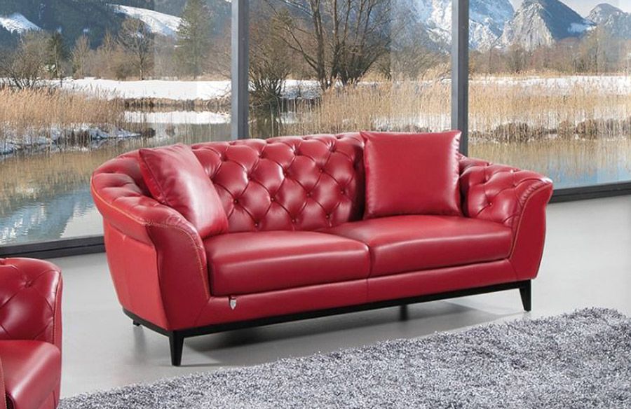 Kira Italian Red Leather Sofa