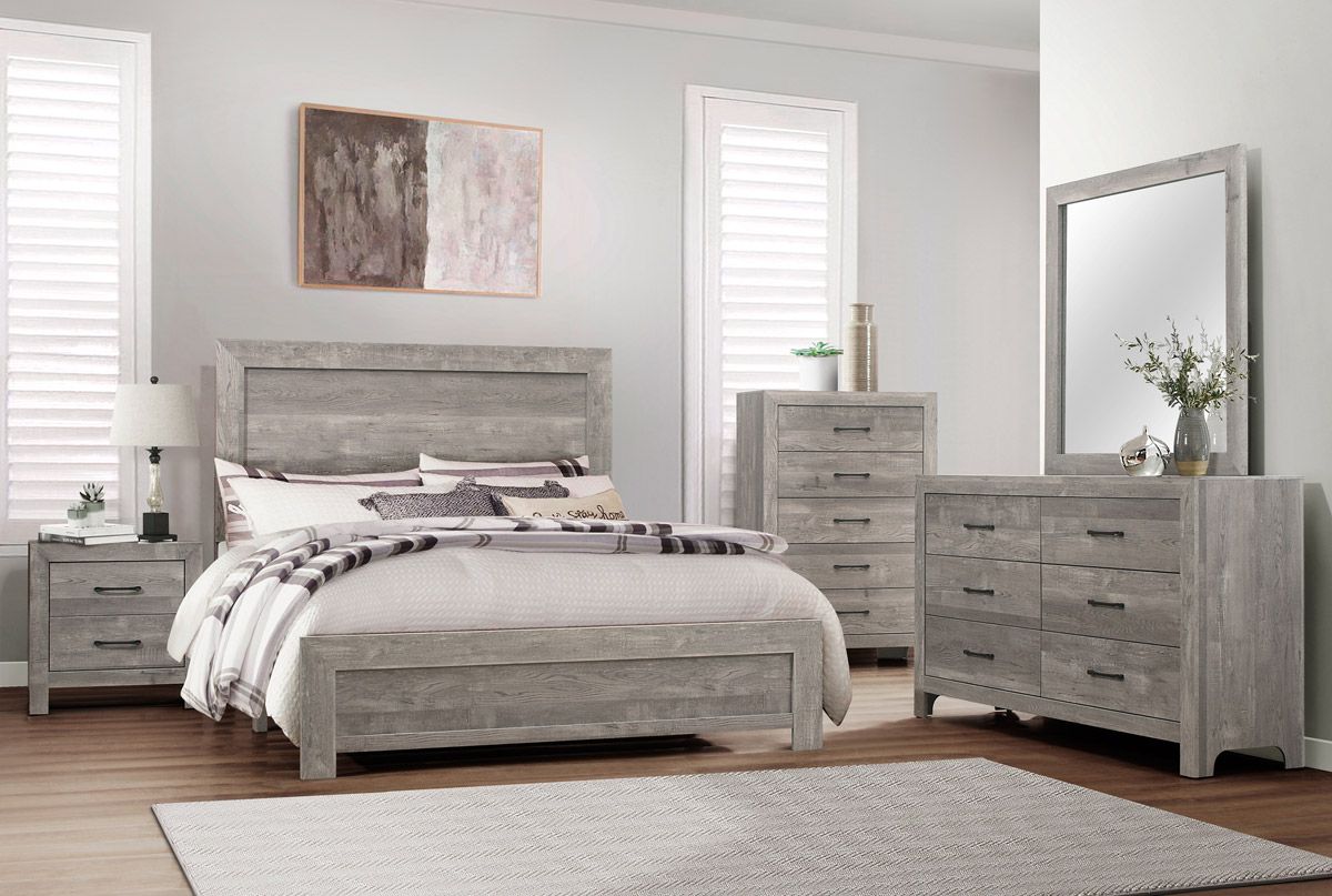 Kloten Rustic Grey Finish Bedroom Set