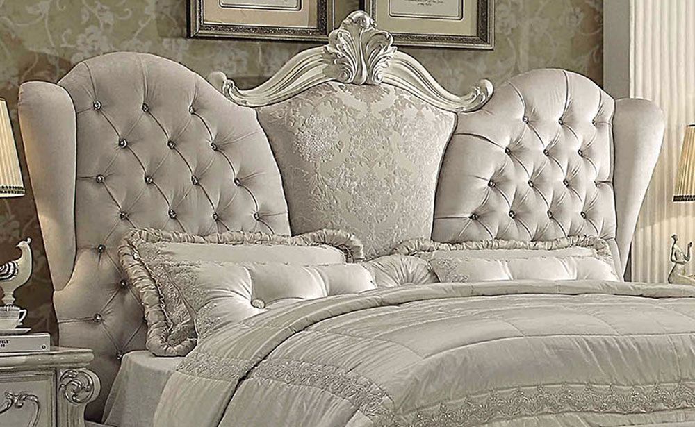 Kodie Victorian Style Crystal Tufted Fabric Headboard