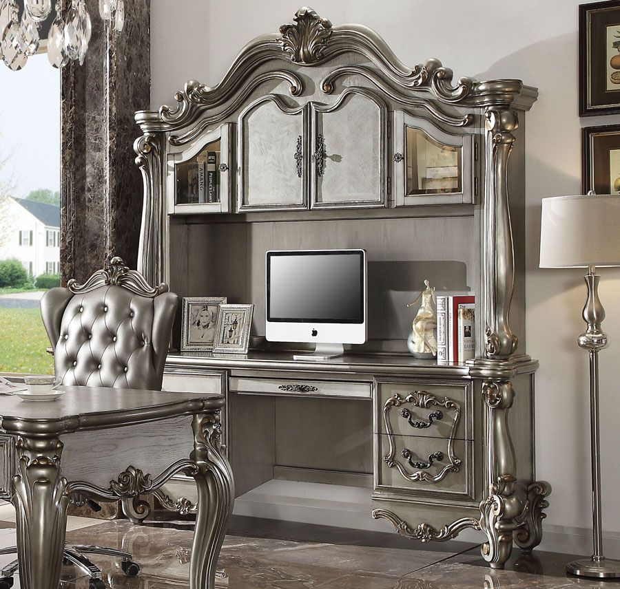 Kodie Platinum Finish Wall Unit Desk